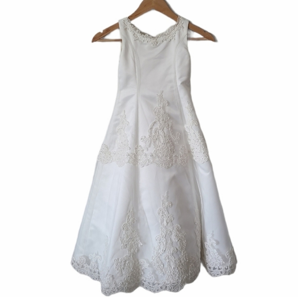 TIFFANY DESIGNS Flower Girl Dress Gown Long Ivory Tulle Never Worn NWOT Size 4